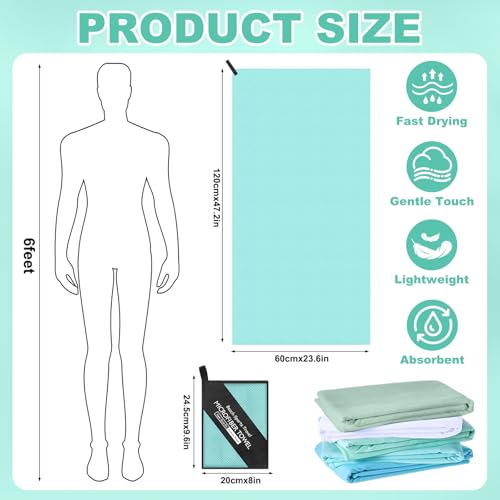Tudomro 5 Pcs Microfiber Gym Towels Quick Dry Camping Towel for Women Men Gym Sweat Sports Towel for Yoga Tennis Running Swimming Exercise Working Out(Green,23.6 x 47.2 '') - color: Green, size: 23.6 x 47.2 ''