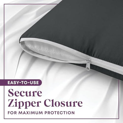 CirclesHome Wedge Pillow Cover 100% Cotton, Zippered Wedge Pillow Case Protector, Soft, Hypoallergenic & Breathable -Dark Grey, (25Wx26Lx10) - color: 4 - Dark Grey, size: Wedge (25 x 26 x 10 inches) - Set of 1