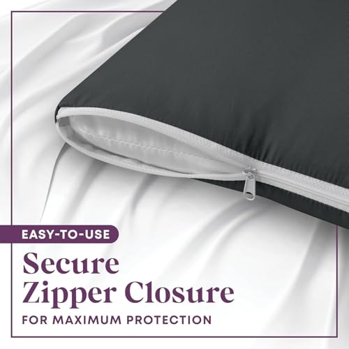 CirclesHome Wedge Pillow Cover 100% Cotton, Zippered Wedge Pillow Case Protector, Soft, Hypoallergenic & Breathable -Dark Grey, (24Wx25Lx12) - color: 4 - Dark Grey, size: Wedge (24 x 25 x 12 inches) - Set of 1