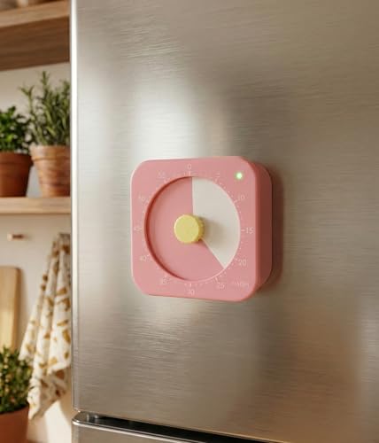 60 Minute Visual Timer for Kids - Premium Countdown Timer with Magnetic Back & Pause Function, Silent Operation for Classroom Teaching Home, Time Management Tool(Batteries Included) (Pink) - color: Pink
