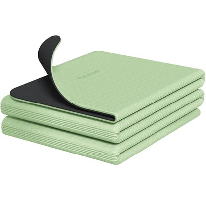 Readaeer Double Color Yoga Mat - 72"x24"x0.24" (6mm),Non-Slip TPE Exercise Mat - color: Green