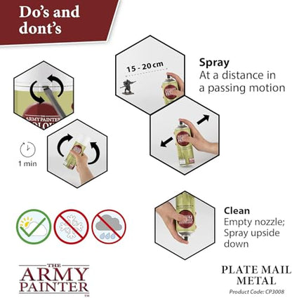 The Army Painter, Colour Primer Plate Mail Metal, 400 ml acrylic spray | Spray Paint Basecoat for Miniature Model Undercoat Priming, Plastic Wargames, DnD & Warhammer - color: Plate Mail