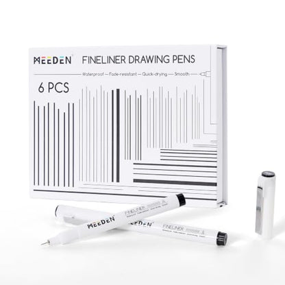 MEEDEN Micro Fineliner Drawing Pens: Fine Liner Pen 6 Pack, 0.05mm Black Waterproof Archival Ink for Technical Drawing, Sketching, Outlining, Illustration, Manga and Journaling - Needle Nip - style: 0.05mm Needle Nib