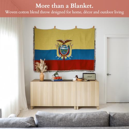 Ecuador Flag Woven Throw Blanket – Woven Not Printed – 50x70 Ecuadorian Blanket for Couch, Bed or Wall – Made for Ecuadorians Living Abroad - color: Ecuador