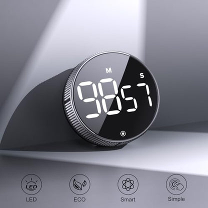 BlueSnail Kitchen Timer with LED Digital Display Smart Efficana for Home Classroom Gym Office, Volume and Brightness Adjustable Productivity Timer (Silvery) - color: Silvery