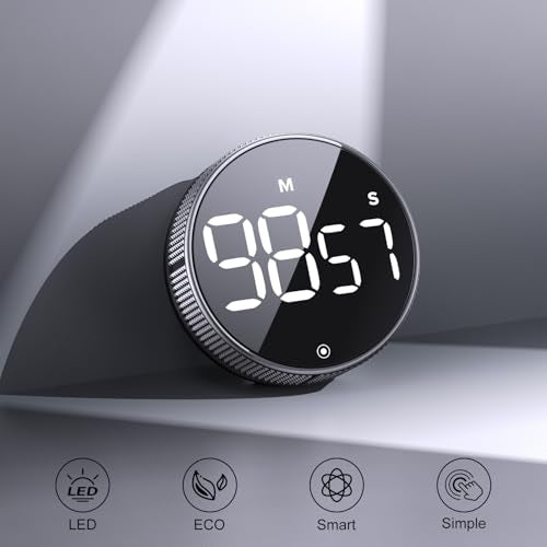 BlueSnail Kitchen Timer with LED Digital Display Smart Efficana for Home Classroom Gym Office, Volume and Brightness Adjustable Productivity Timer (Silvery) - color: Silvery