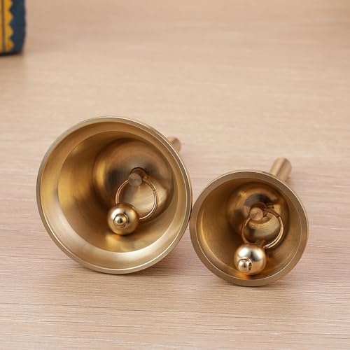 Small Solid Brass Hand Call Bell for Dinner Teacher Handbell (S) - size: Small