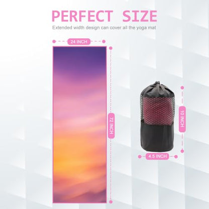 Eunzel Hot Yoga Mat Towel with Grip Dots, Printed Design 72" x 24" | Grip Dot Non Slip, Printed Microfiber Design, Sweat Absorbent, Hot Yoga & Pilate - color: Velvet Dusk