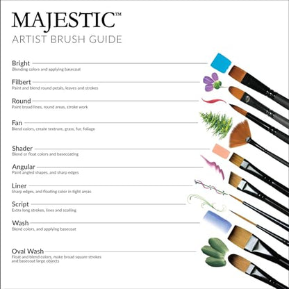 Royal & Langnickel Majestic Flat and Glaze Wash Artist Brush Set, 8-Piece