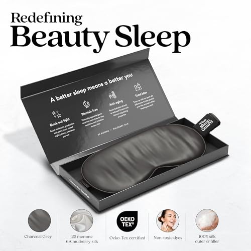 TheSleepGuard Pure Silk Sleep Mask [100% 6A Mulberry Silk, 22 Momme] Light Blocking Travel Essentials. Eye Masks for Sleeping. Black Oeko-Tex Blindfold. Eye Covers for Men & Women - color: Charcoal Grey