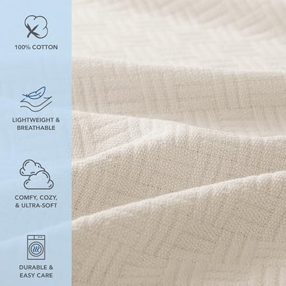 Arkwright Basket Weave Queen Blanket - Case of 4-100% Ringspun Cotton All Season Blankets, Luxury Hotel Quality, Soft on Skin, Breathable, 300 GSM for Bed, Sofa, and Chair, 90 X 90 in, Beige - color: Almond Milk Taupe, size: Queen (90x90) Case of 4