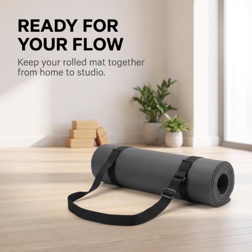 Black Durable Yoga Mat Harness Strap Sling, Yoga Carrying Adjustable Thick Straps Sling for Carrying Large Mats, Stretching Band (Just Strap, Not Mats)