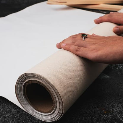 PHOENIX 12 Inch Wide x 6 Yard (18 Feet) Long Canvas Roll | 100% Cotton 11 Oz. Gesso Primed, Ready to Use Unstretched Professional Roll of Canvas for Oil & Acrylic Painting - size: 12 inch x 6 yard, style: 11 oz.