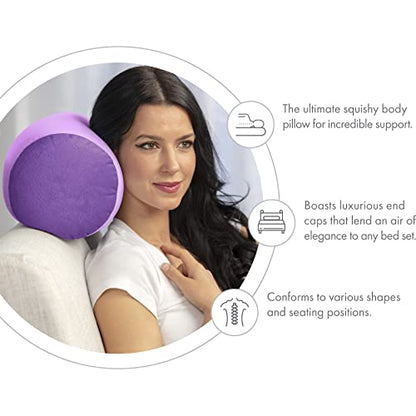 Microbead Bolster Neck Roll Pillow, 14x8 in Cylinder Tube, Pale Purple | Silky feel fabric helps prevent wrinkles & hair breakage; feather-light beads gently cushion head & shoulders as you rest - color: Pale Purple