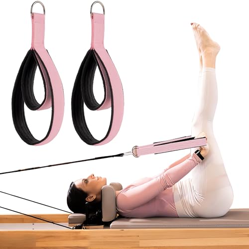 Wonderful Day 2PCS Pilates Straps for Reformer, Comfortable Enhanced Thickness, Fitness Pilates Double Loop Exercise Straps for Home Gym Workout - color: S4.Pink