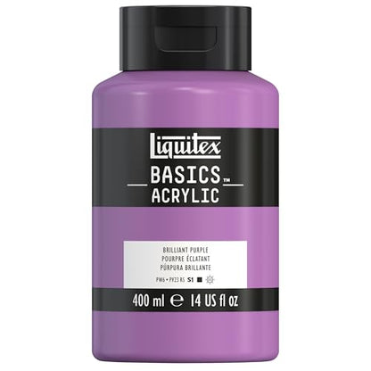 Liquitex BASICS Acrylic Paint, 13.5-oz Bottle, Brilliant Purple | Medium Viscosity, Satin Finish, Lightfast, Fine Art Pigments, Range of Opacities, Easy Blending - color: Brilliant Purple, size: 13.5 Fl Oz (Pack of 1)