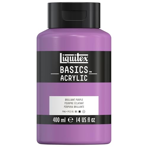 Liquitex BASICS Acrylic Paint, 13.5-oz Bottle, Brilliant Purple | Medium Viscosity, Satin Finish, Lightfast, Fine Art Pigments, Range of Opacities, Easy Blending - color: Brilliant Purple, size: 13.5 Fl Oz (Pack of 1)