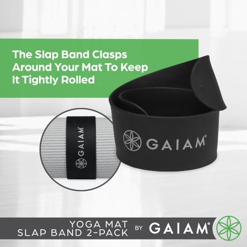 Gaiam Yoga Mat Slap Band — Slap-On trap for Easy Storage & Travel — Durable Snap Band Fits Most Rolled Yoga, Pilates & Exercise Mats