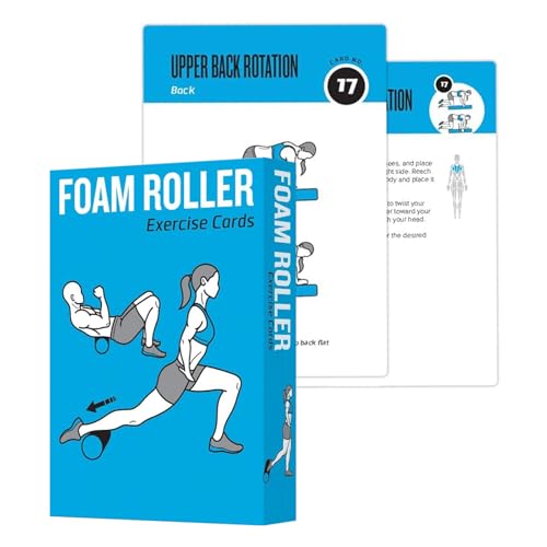 Foam Roller Workout Cards, 62 Exercises Cards Deck Large Size 5" x 3.5" Fitness Cards for Women & Men, Beginner Fitness Guide to Training Exercises at Home or Gym - style: Foam Roller