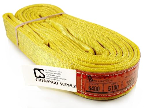 DD Sling (USA Made). 2" wide X (4' to 20' lengths) in Listing! 2 Ply Twisted Eye, Nylon Lifting Slings, Eye & Eye, Heavy Duty (900 webbing), 6,400 lbs Vertical, 5,100 Choker, 12,800 Basket Load Capacity (2inX16ft) - size: 2 in x 16 ft