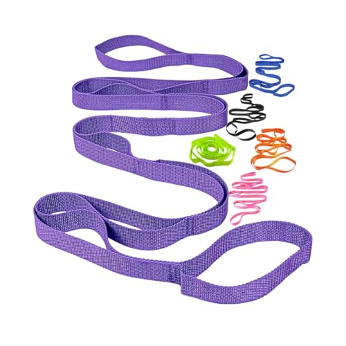 Yoga Strap Stretching Strap 10 Loops Non-Elastic Exercise Strap for Pilates, Dance Exercise Training Multi-Loop Stretching Band - color: Purple
