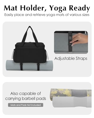 Small Gym Bag, Mini Gym Bag with Yoga Mat Holder & Wet Compartment, Black - color: Puffer Black