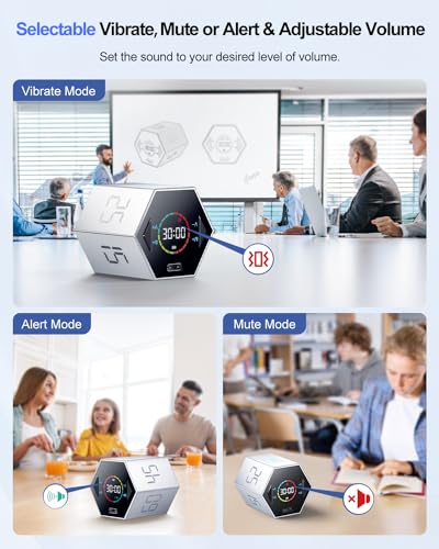 Ticktime T6 Pomodoro Timer Cube for Focus, Study, Work, Task, ADHD, Kitchen - color: Silver