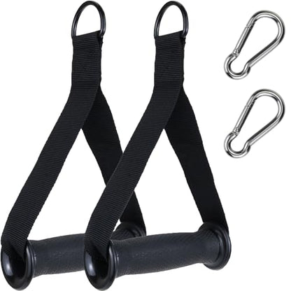 Resistance Band Handles, 2 Pack Heavy Duty Cable Machine Grips - color: Black