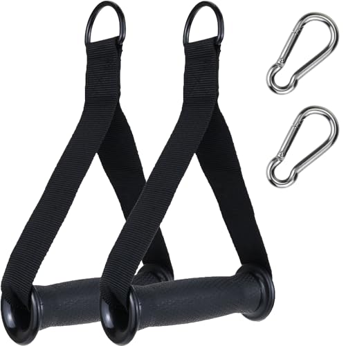 Resistance Band Handles, 2 Pack Heavy Duty Cable Machine Grips - color: Black