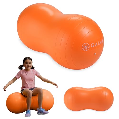 Gaiam Kids Peanut Ball Chair, Flexible Seating for Classroom | Active Bounce Seat | Wiggly Kids | Core Engagement | Ball Chair - color: Orange