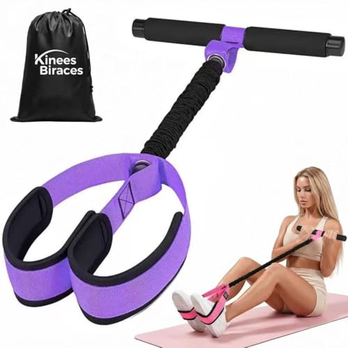 Upgraded Durable Pedal Resistance Band with Handle, Latex Tubes and Soft Foam Fabric Foot Pedal,for Abs Arm Leg Waist Workout, Core Pilates, Sit Up Fitness Equipment for Full Body Training（55 LBS） - color: 1-purple