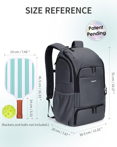 sportsnew Black Yoga Mat Bag (Full Zip, Water Bottle & Wet Pockets). For Women & Men + Gray Pickleball Backpack (Waterproof, Shoe Compartment, Fence Hook)