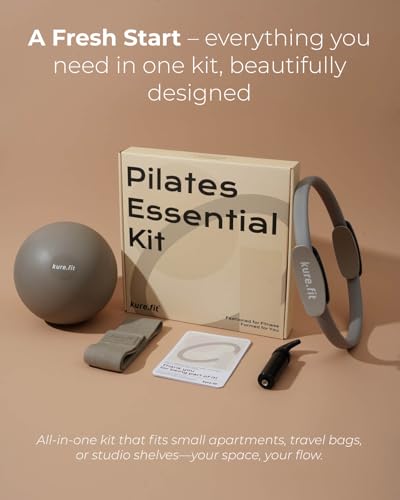 Pilates Kit | Pilates Equipment Set for Home Workouts | Accessories & Guide - color: Taupe, style: Essential Kit - 3PC