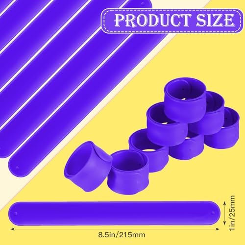 Gemscream 12 Pcs Silicone Slap Bracelets DIY Slap Bands Party Favors Bulk Blank Soft Wristband Wrist Snap Band for Craft Project DIY Painting Birthday Party Halloween Christmas - color: Purple