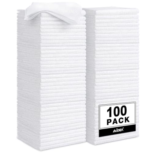 AIDEA White Microfiber Cleaning Cloth, 100PK, Cleaning Rags, 11.5"×11.5" - color: White