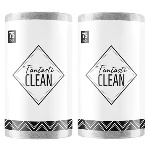 Fantasticlean Microfiber Cleaning Cloth Rolls- 150 Sheets (2 Rolls of Grey) - color: Grey, size: 150 pack
