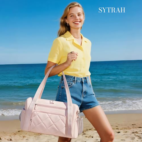 SYTRAH Gym Bag for Women, Duffle Sport Purse for Travel & Dance Pink - color: Pink(No shoe compartment)