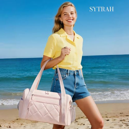SYTRAH Gym Bag for Women, Duffle Sport Purse for Travel & Dance Pink - color: Pink(No shoe compartment)