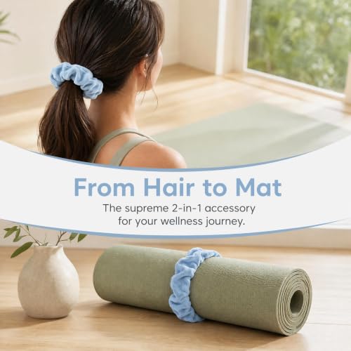 Yoga Mat Scrunchie - Holds Your Yoga Mat in Style - Durable & Elasticity Fabric - Fits All Standard Yoga Mats - color: Blue