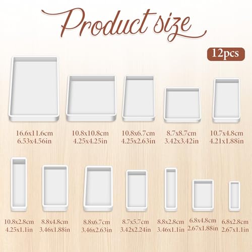 12 Sizes Silicone Epoxy Resin Molds, Square Rectangular Resin Art Display Mold, Soft and Easy to Unmold, Silicone Casting Molds, for Soap, Candles, Specimen, Dried Flower, DIY Handicrafts
