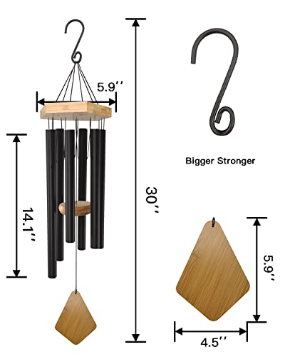 Wind Chimes 30 Inches Deep Tone Memorial Wind Chimes with Hook for Mother's Day/Housewarming/Christmas, Patio, Garden, Yard, Home Decor, Black - size: 30"BK