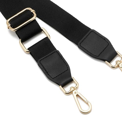 ZOOEASS Wide Shoulder Strap (Solid),Adjustable Replacement Belt Crossbody Canvas Bag Handbag - color: Black Gold Leather
