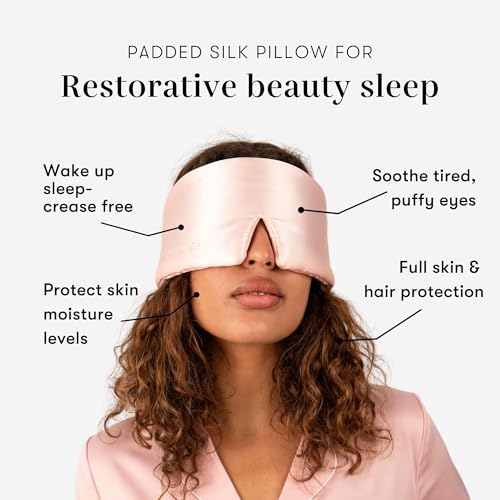 DROWSY Silk Sleep Mask - Face-Hugging, Padded Cocoon for Luxury Sleep in Total Darkness - 100% Pure Mulberry Silk (Sunset Pink) - color: Sunset Pink, size: 1 Count (Pack of 1)