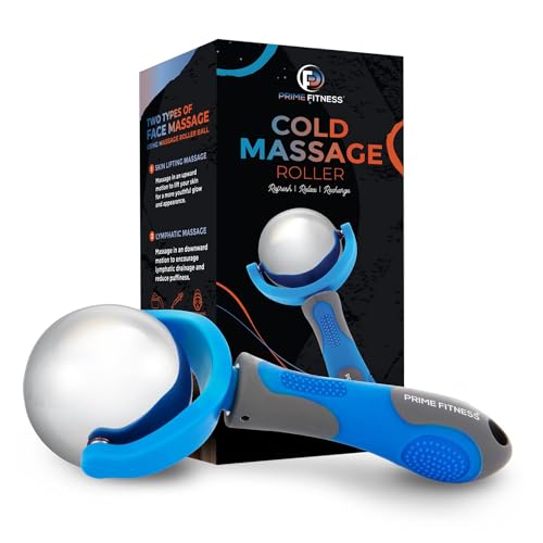 PRIME Fitness Cold Massage Roller Ball | Cold Therapy | Ice Roller Ball with Handle | cryo Stick | Relieve Muscle Pain (Blue) - color: Blue