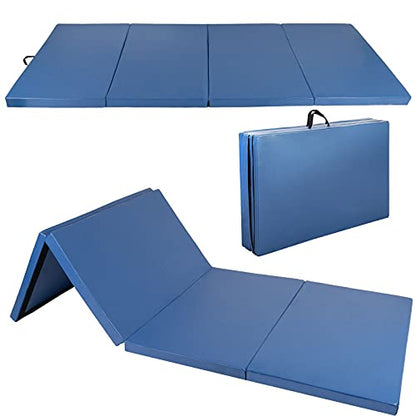 Polar Aurora 4'x10'x2 Thick Folding Gymnastics Exercise Mat Aerobics Stretching Yoga Mats - color: Blue