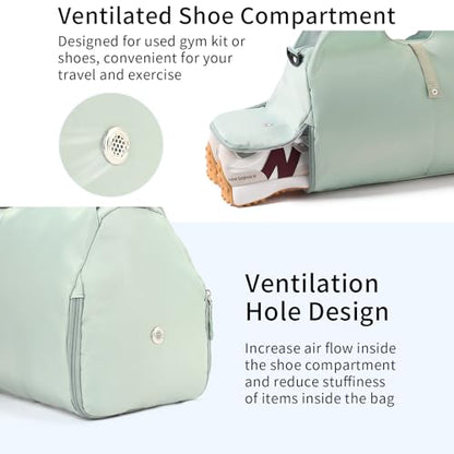 Handbag for Women Yoga Bag Large Capacity Yoga Pad Buckle with Shoe Compartment Water Bottle Sports Gym Bag Travel - color: C01-1 Green