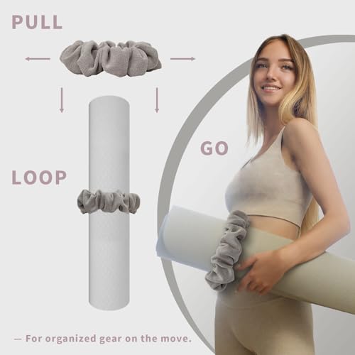 Yoga Mat Scrunchie – Stylish Yoga Mat Strap – Stretch-Fit for All Standard Mats – Lightweight, Travel-Friendly(Mat Excl.) - color: Beige