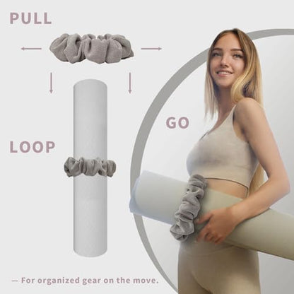 Yoga Mat Scrunchie – Stylish Yoga Mat Strap – Stretch-Fit for All Standard Mats – Lightweight, Travel-Friendly(Mat Excl.) - color: Beige