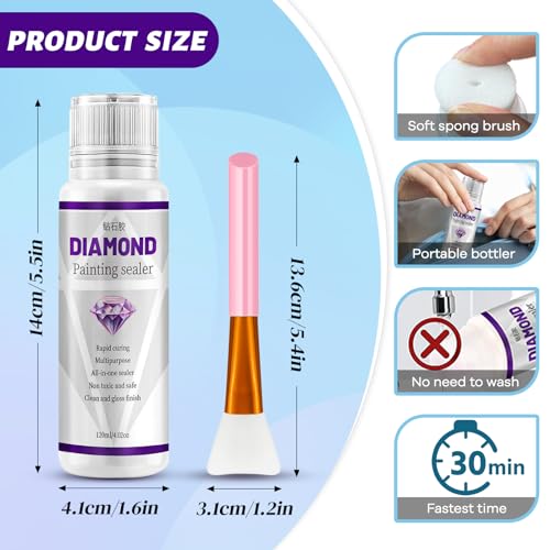 Diamond Painting Sealer Kits 240ML with 2 Silicone Brushes,2 Pack Diamond Art Glue Sealer,Diamond Painting Glue Glossy Finish Accessories,Permanent for Gem Painting,Puzzles,Coaster.(8OZ) - color: J002-diamond sealer 240ML