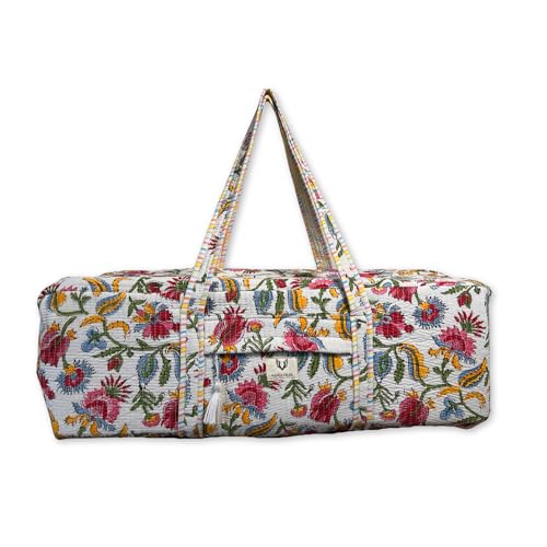 Large Capacity Handblock Printed Yoga Mat bag for Women, Gym Bag, Fits Yoga Blocks, Adjustable strap, Pilates, Gym, Fitness Block & Gear, Light and Durable - color: Summer Time